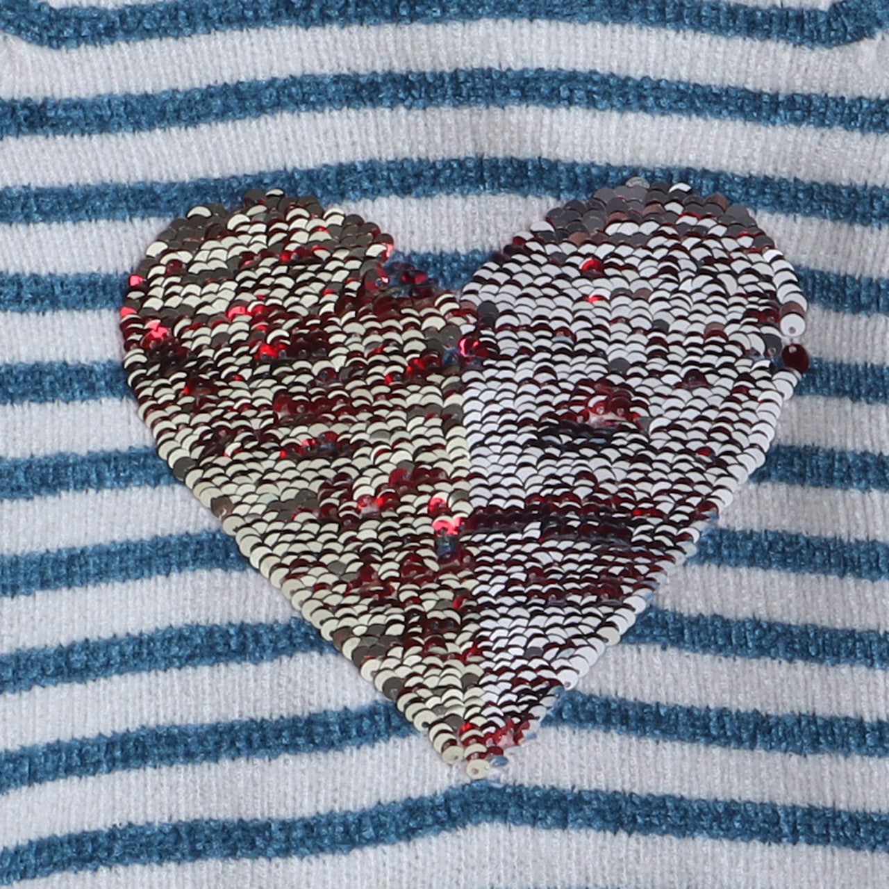 Girl Striped Sweater | Sequin Heart Design | Soft & Cozy Winter Wear