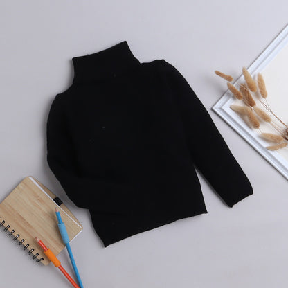 Yellow Apple Baby Girls Solid High Neck Sweater