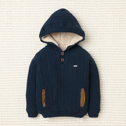 Yellow Apple- Boys Hooded Winter Jacket | Soft Zip-Up Sweater with Stylish Badge Work