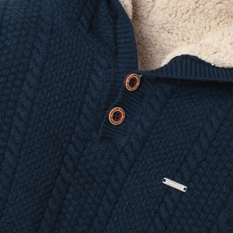 Boys Hooded Winter Jacket | Soft Zip-Up Sweater with Stylish Badge Work