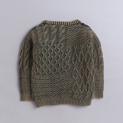 Yellow Apple- Trendy Cable Knit Sweater for Boys | Stylish Winter Pullover | Warm Textured Knitwear