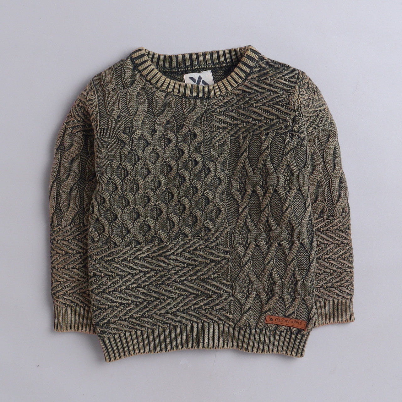 Yellow Apple- Trendy Cable Knit Sweater for Boys | Stylish Winter Pullover | Warm Textured Knitwear