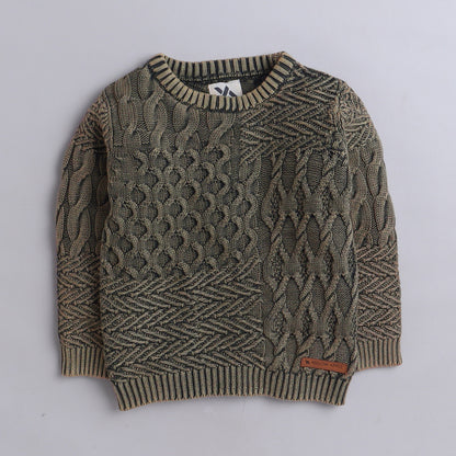 Yellow Apple- Trendy Cable Knit Sweater for Boys | Stylish Winter Pullover | Warm Textured Knitwear