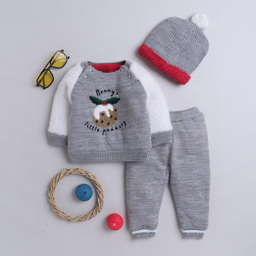 Adorable Knit Baby Set | 3-Piece Winter Outfit with Sweater, Pants & Hat