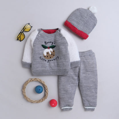 Yellow Apple- Adorable Knit Baby Set | 3-Piece Winter Outfit with Sweater, Pants & Hat