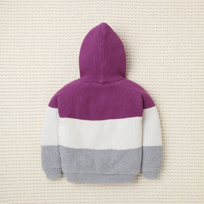 Cozy Kids’ Knitted Zip-Up Hoodie – Warm Winter Sweater for Girls