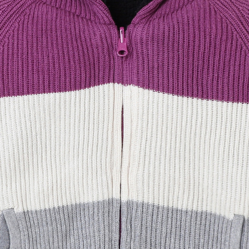 Yellow Apple-Cozy Kids’ Knitted Zip-Up Hoodie – Warm Winter Sweater for Girls