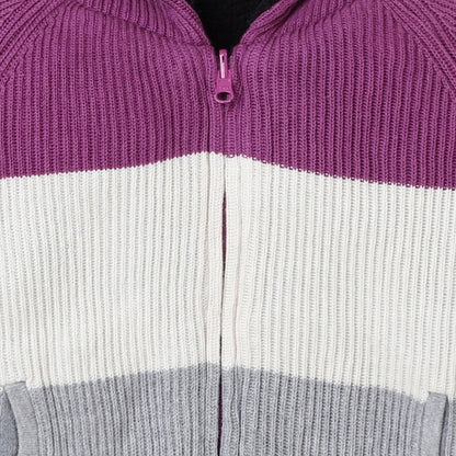 Yellow Apple-Cozy Kids’ Knitted Zip-Up Hoodie – Warm Winter Sweater for Girls