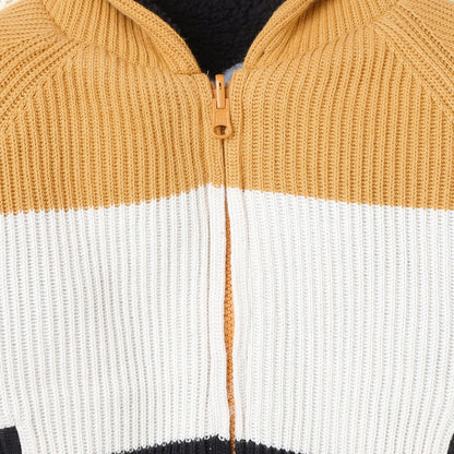 Yellow Apple-Cozy Kids’ Knitted Zip-Up Hoodie – Warm Winter Sweater for Girls