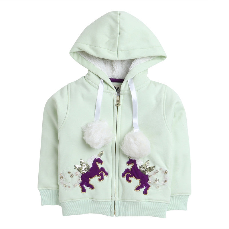 Beautiful Unicorn Print Hoody With Inner Fleece For Girls