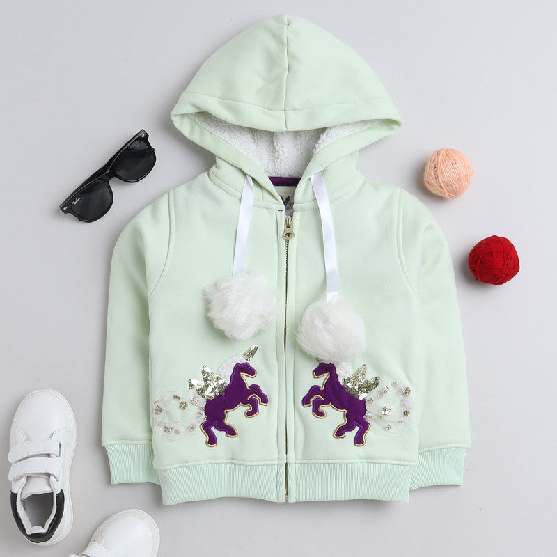 Beautiful Unicorn Print Hoody With Inner Fleece For Girls