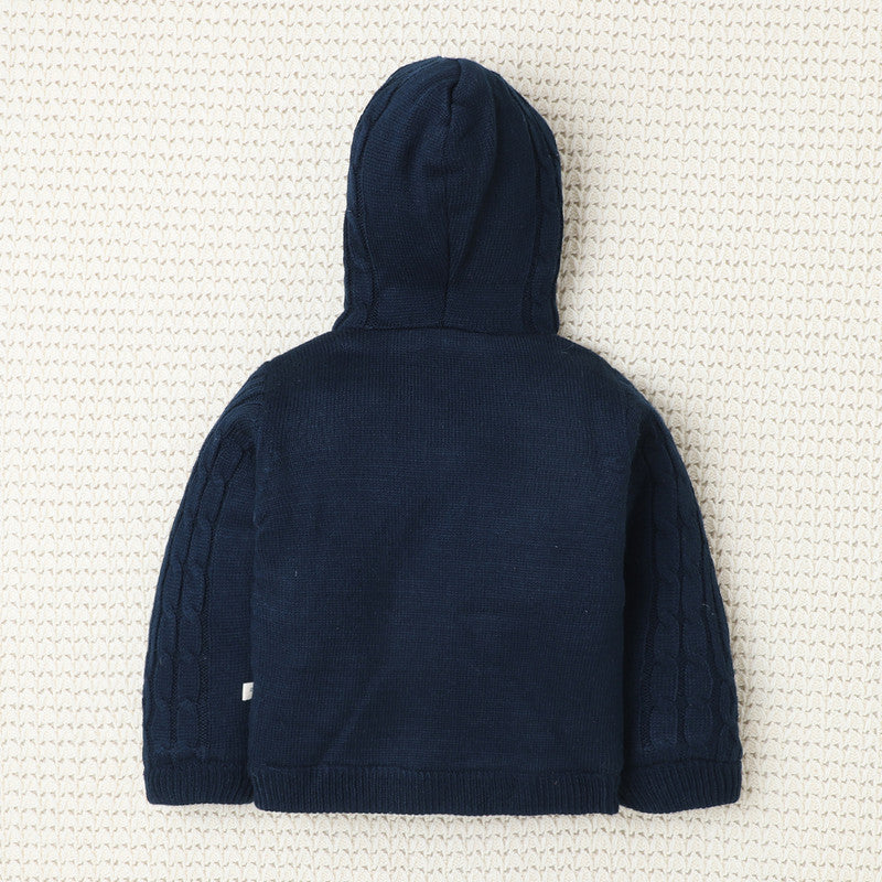 Yellow Apple- Girl Hooded Winter Sweater | Soft Knitted Cardigan with Warm Fleece Lining