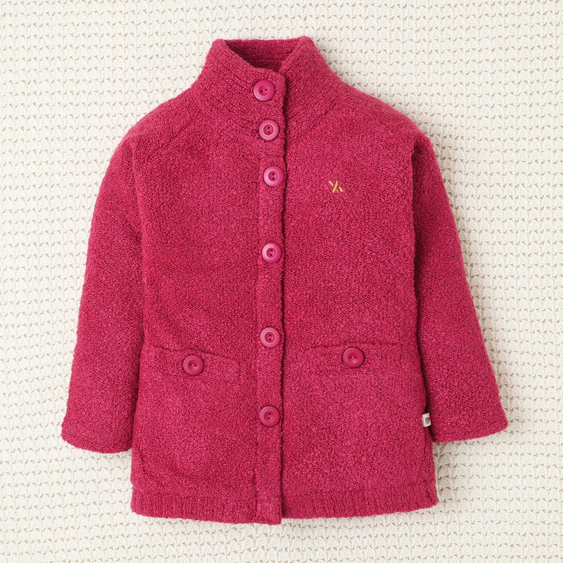 Yellow Apple- Cozy Knit Button-Up Jacket for Girls| Warm & Stylish Outerwear