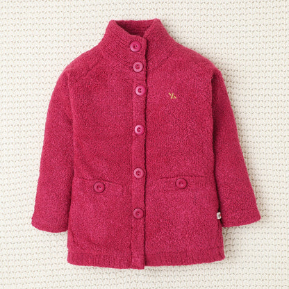 Yellow Apple- Cozy Knit Button-Up Jacket for Girls| Warm & Stylish Outerwear