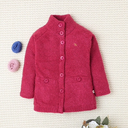 Yellow Apple- Cozy Knit Button-Up Jacket for Girls| Warm & Stylish Outerwear