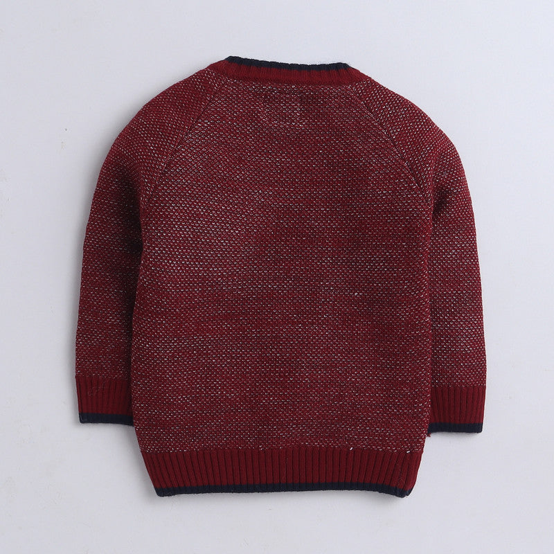 Yellow Apple-Stylish Kids' Knit Sweater with Chest Pocket and Wooden Buttons