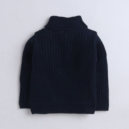 Yellow Apple- Girls Knitted Winter Sweater | Soft Cable-Knit Pullover with Shoulder Buttons