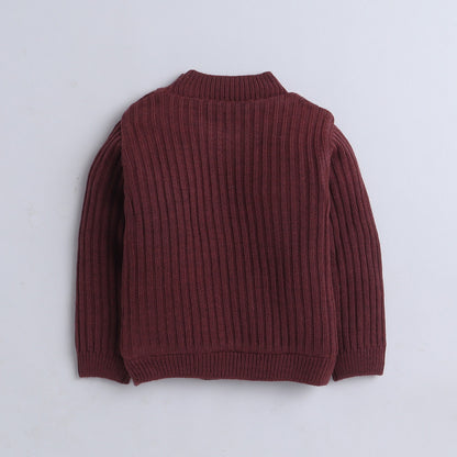 Yellow Apple- Girls Knitted Winter Sweater | Soft Cable-Knit Pullover with Shoulder Buttons