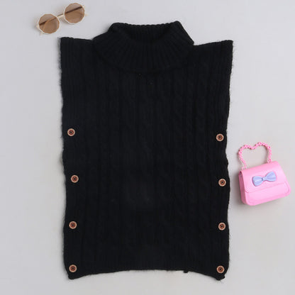 Beautiful Girls Winter Wear Round Neck Woolen Poncho