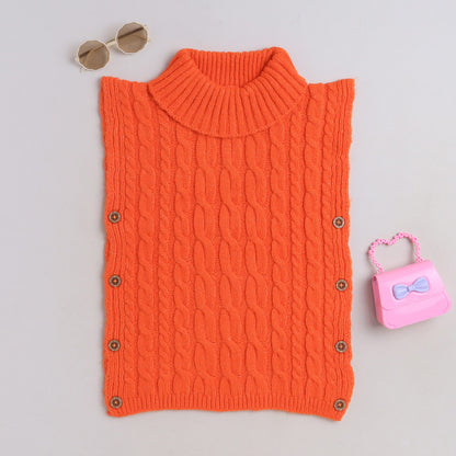 Beautiful Girls Winter Wear Round Neck Woolen Poncho