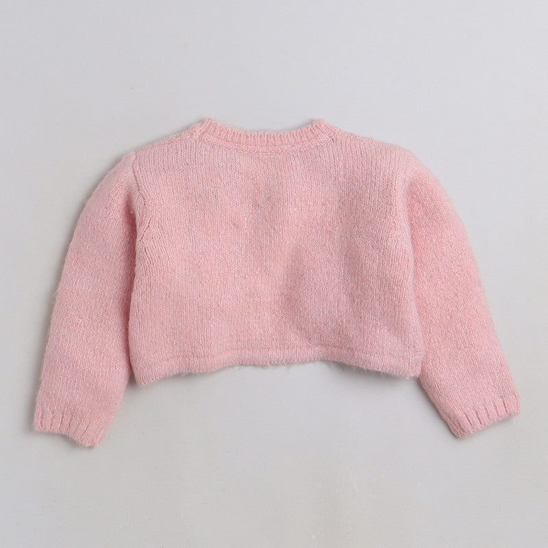 Girls Embellished Knit Poncho | Soft Warm Full Sleeve Winter Shrug with Sequin Detail | Cozy Kids Winter Layer