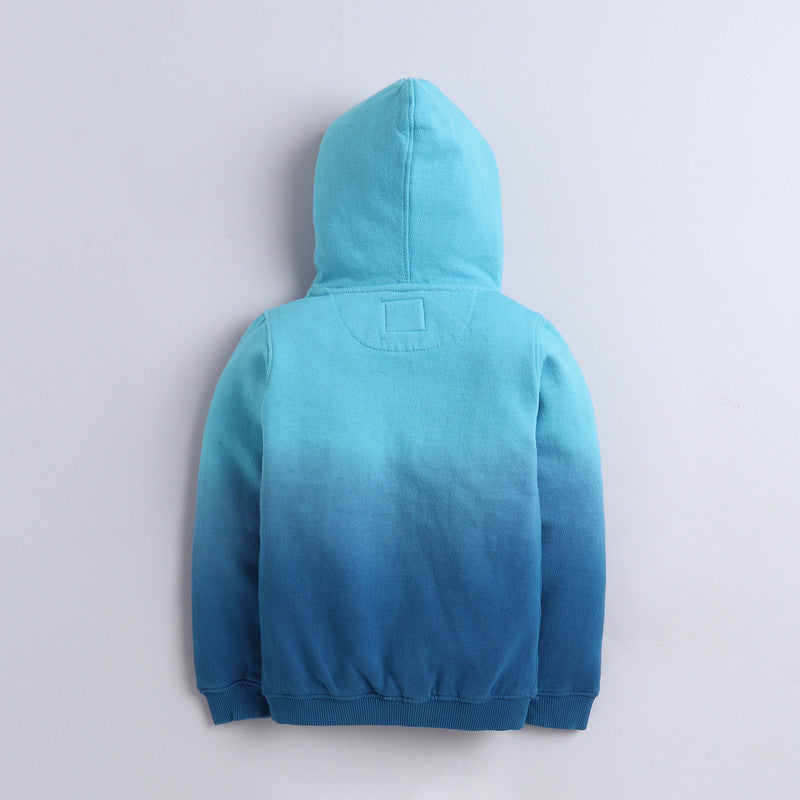 Kids Blue Ombre Hooded Sweatshirt | Premium Cotton Fleece Zip-Up Hoodie | Winter Jacket