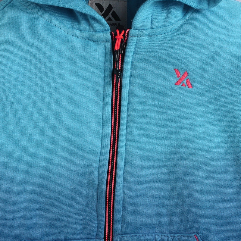 Kids Blue Ombre Hooded Sweatshirt | Premium Cotton Fleece Zip-Up Hoodie | Winter Jacket