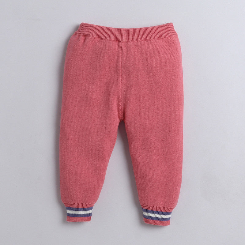 Baby Girls Winter Knitted Co-Ord Set | Premium Cotton Jacquard Cardigan & Knit Pants | Soft Warm Baby Clothing Set
