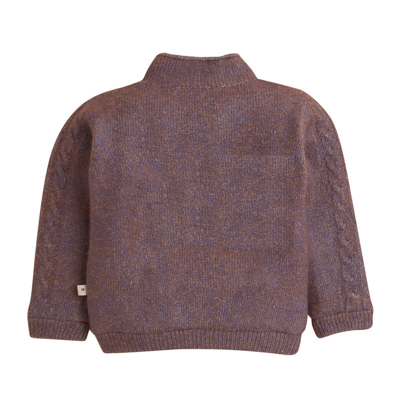 Kids Woolen Button-Up High Neck Cardigan Sweater with Pockets – Full Sleeve Winter Wear