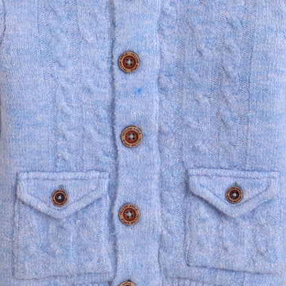 Yellow Apple Kids Woolen Button-Up High Neck Cardigan Sweater with Pockets – Full Sleeve Winter Wear
