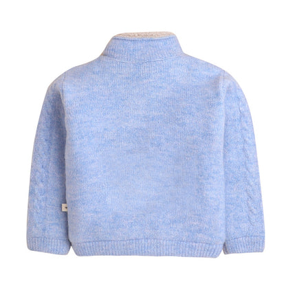 Yellow Apple Kids Woolen Button-Up High Neck Cardigan Sweater with Pockets – Full Sleeve Winter Wear