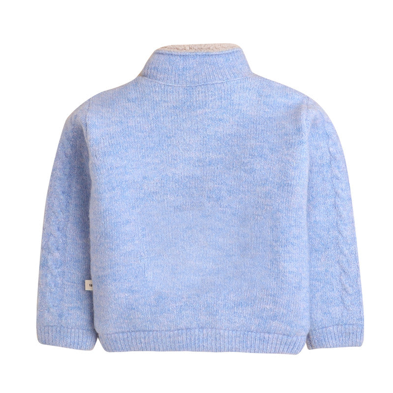 Kids Woolen Button-Up High Neck Cardigan Sweater with Pockets – Full Sleeve Winter Wear