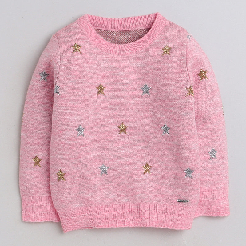 Beautiful Star Print  Woolen Warm Sweater Full Sleeve for Girls