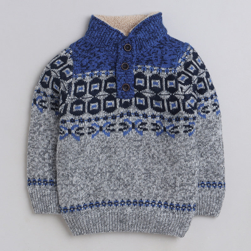 Boys Woolen Warn Sweater Full Sleeve with Inner Fur Fleece