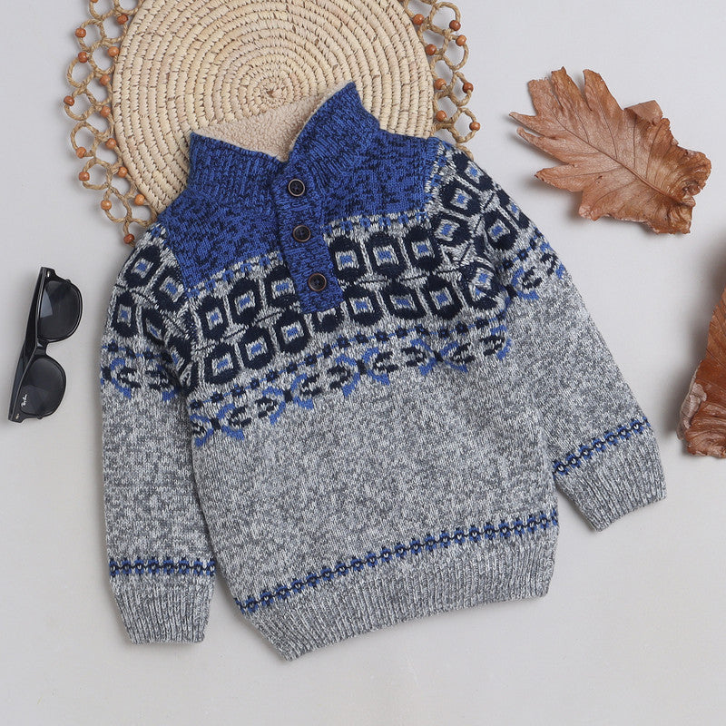 Boys Woolen Warn Sweater Full Sleeve with Inner Fur Fleece