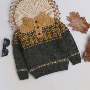 Boys Woolen Warn Sweater Full Sleeve with Inner Fur Fleece