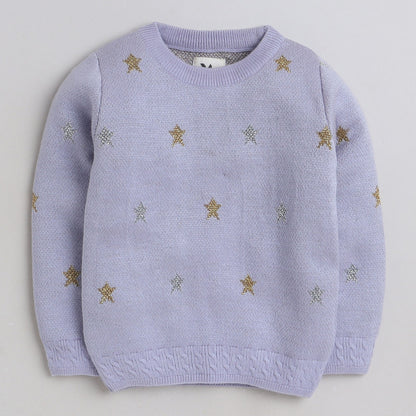 Beautiful Star Print  Woolen Warm Sweater Full Sleeve for Girls