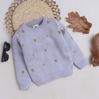 Beautiful Star Print  Woolen Warm Sweater Full Sleeve for Girls