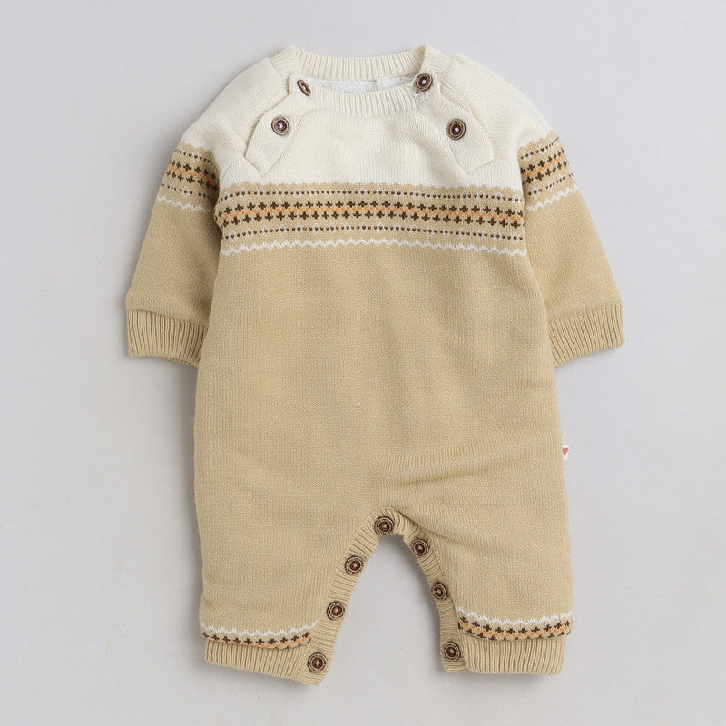 Baby Knitted Romper with Cap | Full Sleeve Winter Jumpsuit for Infants | Soft Warm One-Piece Outfit