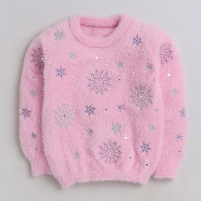 Beautiful Embroidered Woolen Warm Sweater Full Sleeve for Girls