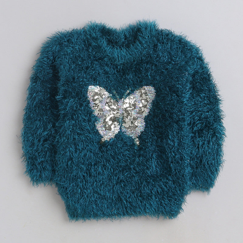 Beautiful Embellished Design Warm Sweater For Girls