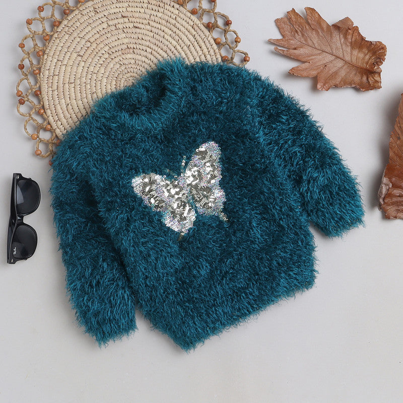 Beautiful Embellished Design Warm Sweater For Girls