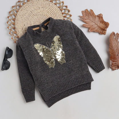 Beautiful Embellished Design Warm Sweater For Girls