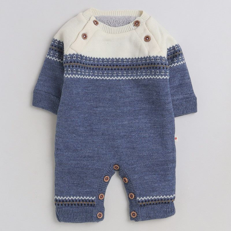 Baby Knitted Romper with Cap | Full Sleeve Winter Jumpsuit for Infants | Soft Warm One-Piece Outfit