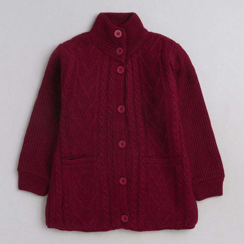 Kids Premium Long Buttoned Winter Cardigan | Soft Knitted Warm Coat for Girls