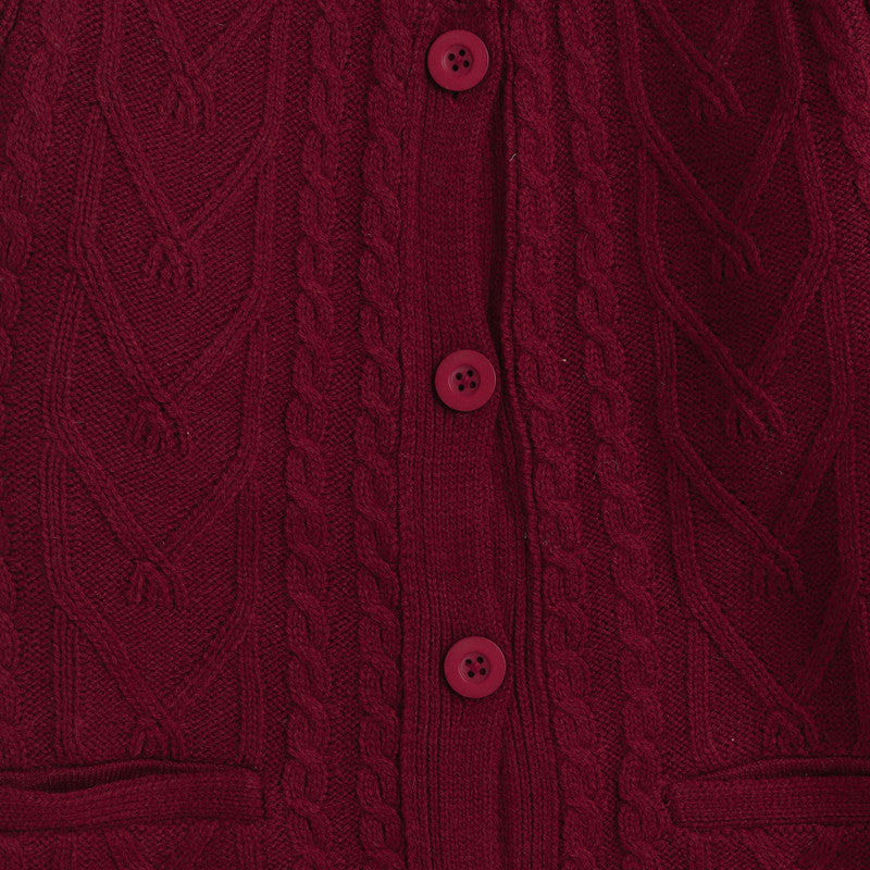 Kids Premium Long Buttoned Winter Cardigan | Soft Knitted Warm Coat for Girls
