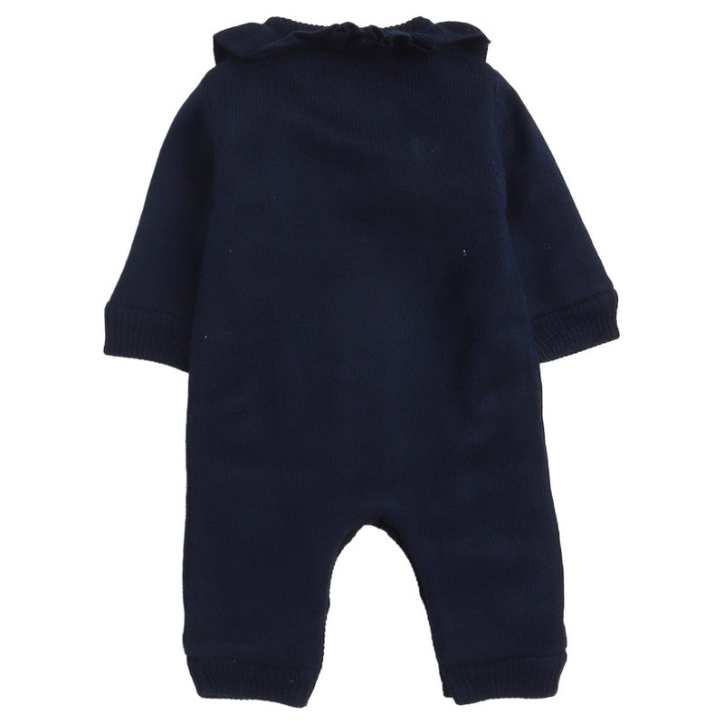 Romper For Baby Boys & Baby Girls Casual Solid Wool Blend  (Dark Blue, Pack of 1)