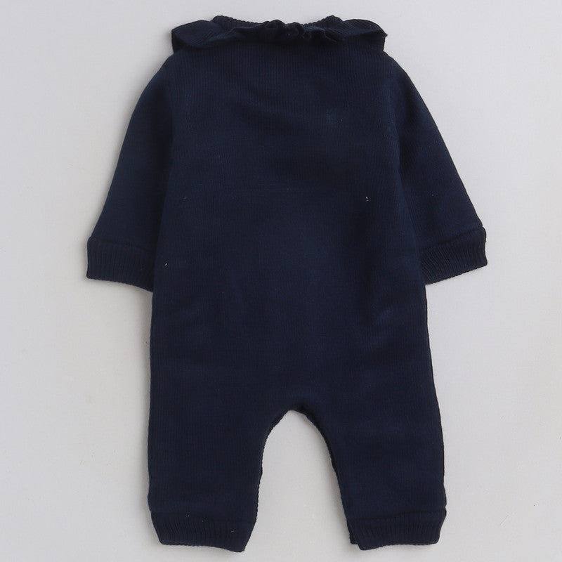 Romper For Baby Boys & Baby Girls Casual Solid Wool Blend  (Dark Blue, Pack of 1)