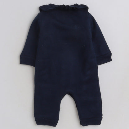 Romper For Baby Boys & Baby Girls Casual Solid Wool Blend  (Dark Blue, Pack of 1)