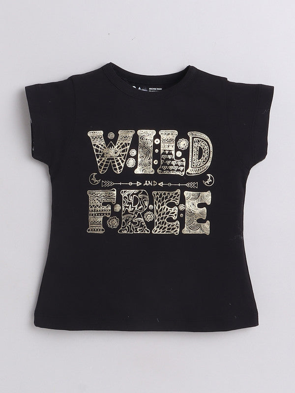 Girls Wild Free Graphic T-Shirt | Soft Cotton Casual Tee for Kids